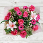 27 Stem Cerise Mixed Flower Bouquet with Greetings Card - Image 3