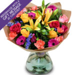 28 Stem Vibrant Mixed Flower Bouquet with Greetings Card