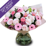 27 Stem Pink Mixed Flower Bouquet with Greetings Card