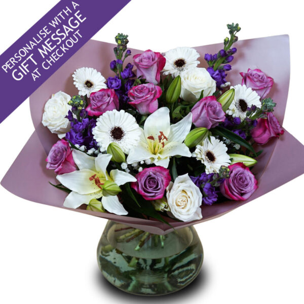27 Stem Lilac Mixed Flower Bouquet with Greetings Card