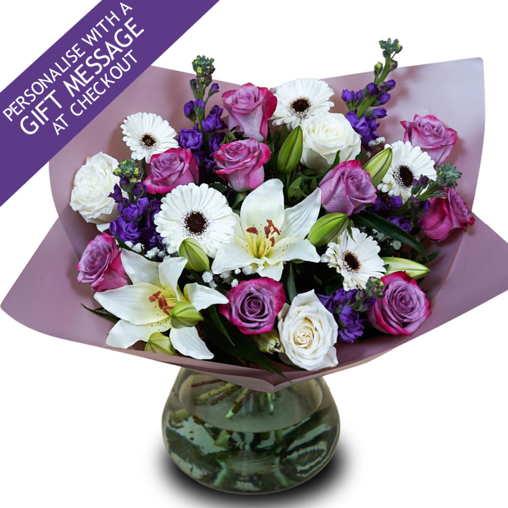 27 Stem Lilac Mixed Flower Bouquet with Greetings Card