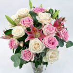 22 Stem Colombian Rose & Oriental Dutch Lily Flower Bouquet with Greetings Card - Image 6