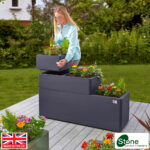 Stone Garden Hanbury 3-Tier Stackable Steel Planter Set in Grey