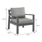 Stone Garden 4 Piece Deep Seating Corner Patio Set with Dual Height Ceramic Table in Grey - Image 4