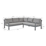 Stone Garden 4 Piece Deep Seating Corner Patio Set with Dual Height Ceramic Table in Grey - Image 6
