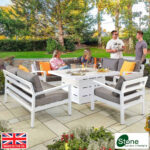 Stone Garden 4 Piece Deep Seating Corner Fire Patio Set in White - Image 2
