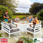 Stone Garden 5 Piece Deep Seating Fire Patio Set in White - Image 2
