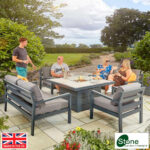 Stone Garden 5 Piece Deep Seating Fire Patio Set in Grey
