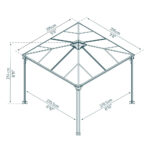 Palram Canopia Palermo 9ft 8" x 9ft 8" (3 x 3m) Aluminium and Polycarbonate Gazebo - Image 2