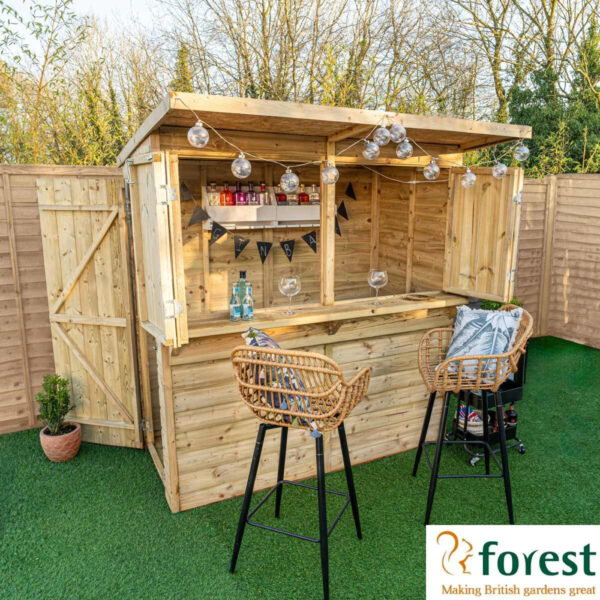 Forest Garden 6ft x 3ft (1.8 x 0.9m) Wooden Garden Bar Entertainment Shed