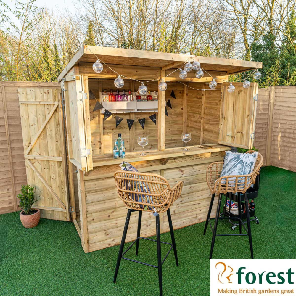 Forest Garden 6ft x 3ft (1.8 x 0.9m) Wooden Garden Bar Entertainment Shed