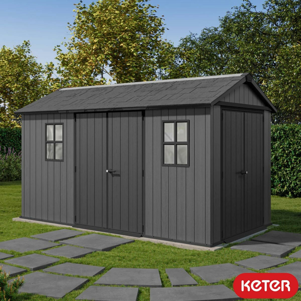 Keter Newton Plus 13 x 7ft 5" (3.9 x 2.2m) Dual Entry Storage Shed