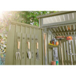 Stone Garden 5ft 11" x 5ft 11" (1.8m x 1.84m) Two Door Steel Shed in Green - Image 9