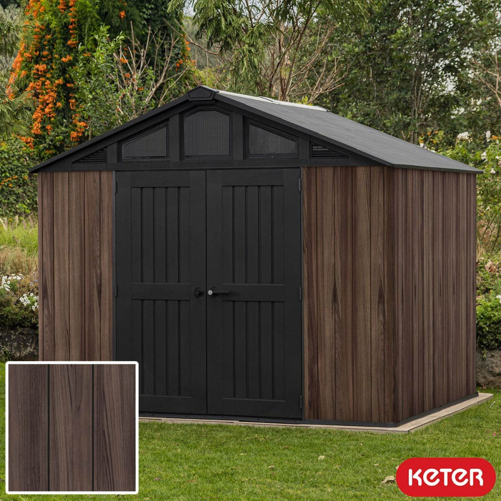Keter Rosewood Summit 10ft x 8ft (3.05 x 2.43m) Storage Shed