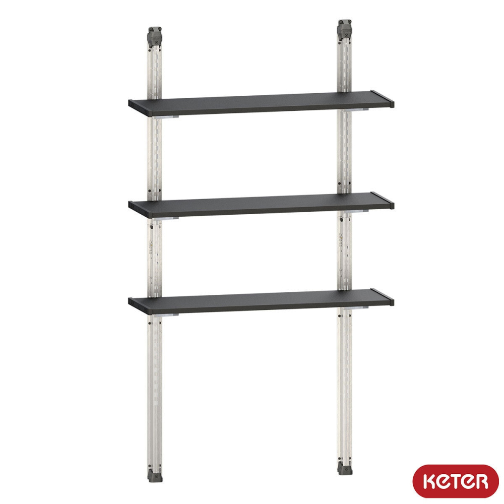69490e20c16ed1fd15c12c6f9cb3e0584cc1fba4439379a0c1b66.jpg Keter 97cm / 38.1" Shelving Kit in Black - Image 1