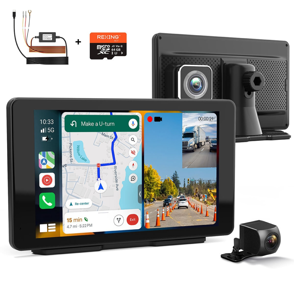 Rexing Wireless Multimedia Receiver CPDuo-7 – CarPlay + Android Auto + Dash Cam