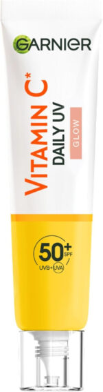 Garnier Vitamin C Daily UV Brightening Fluid Sheer Glow, SPF50+, Prevents + Corrects Sun Damages + Evens Skin tone, Face & Neck, For all skin types, Cruelty-Free, Vegan, 40ml - Image 2