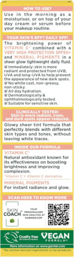 Garnier Vitamin C Daily UV Brightening Fluid Sheer Glow, SPF50+, Prevents + Corrects Sun Damages + Evens Skin tone, Face & Neck, For all skin types, Cruelty-Free, Vegan, 40ml - Image 4