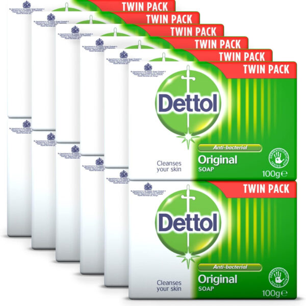 Dettol Antibacterial and Moisturings Bar Soap Original, Pack of 12