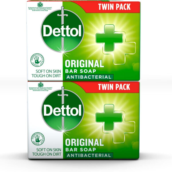 Dettol Antibacterial Soap Bar Multipack, 2 X 100g, Total 200g, Body Cleanser, Disinfectant, Kills 99.99% Of Germs, Effective Wash, Hygiene Essential