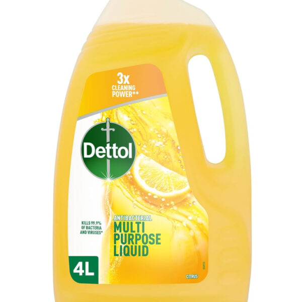 Dettol Antibacterial Multi Purpose Citrus Cleaner 4L - Floor, Kitchen, Bin, Sink Grease Remover - Kills 99.9% Germs - Disinfectant Household Solution