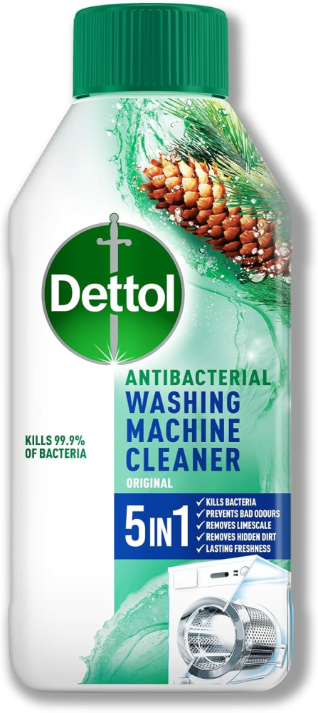 Dettol, Washing Machine Cleaner, Pine Scented, 250ml, Antibacterial, Removes Bacteria, Odours, Limescale and Hidden Dirt, Lasting Freshness, Kills 99.9 Percent of Bacteria