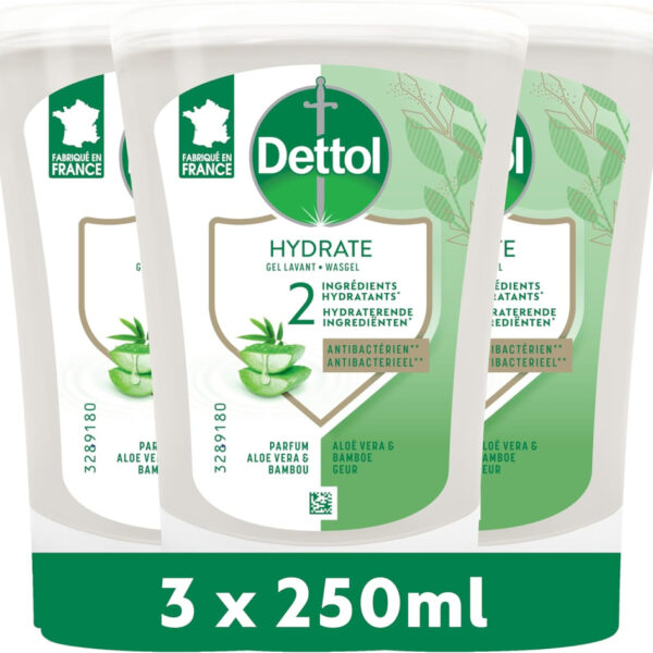 Dettol soap refills hands kit no touch - perfume aloe vera - 250ml refill pack of 3