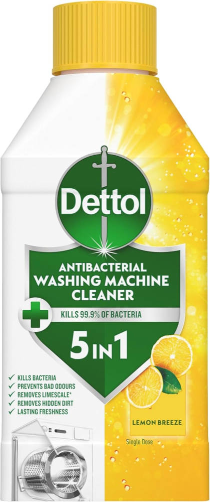 Dettol, Washing Machine Cleaner, Lemon, 250ml, Antibacterial, Removes Bacteria, Odours, Limescale and Hidden Dirt, Lasting Freshness, Kills 99.9 Percent of Bacteria