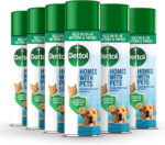Dettol Homes With Pets Disinfectant Spray, Multipack Of 6 X 300ml, Total 1.8L, Cat Urine Odour Remover, Dog Spray, Pet Odour Eliminator, Dog Disinfectant, Antibacterial, Grooming, Dogs