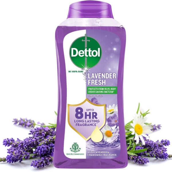 Dettol Lavender Fresh Body Wash and Shower Gel, 250ml, 8-Hour Fragrance