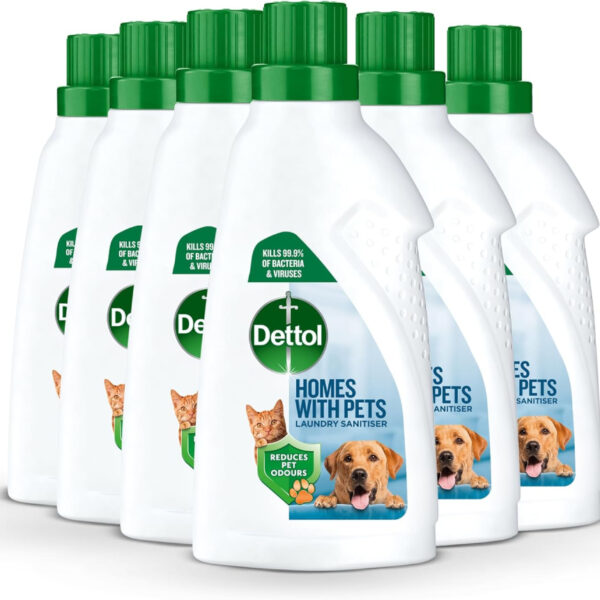 Dettol Laundry Sanitiser, Homes with pets, Fresh Breeze, 4.5L Total (750ml x 6pck) Eliminates Pet Odours, Cleanser & Disinfectant, Kills 99.9 Percent of Bacteria