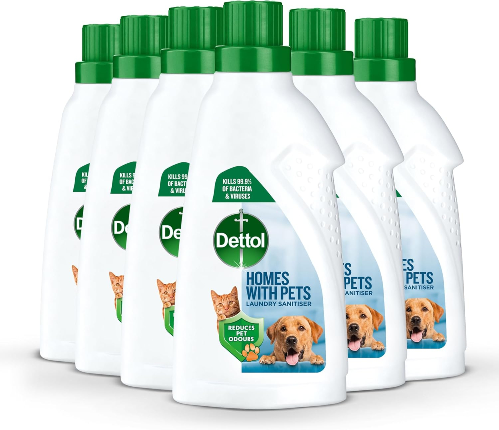 Dettol Laundry Sanitiser, Homes with pets, Fresh Breeze, 4.5L Total (750ml x 6pck) Eliminates Pet Odours, Cleanser & Disinfectant, Kills 99.9 Percent of Bacteria
