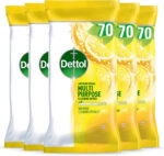 Dettol Antibacterial Multipurpose Cleaning Wipes, Citrus Zest, 350 Wipes (70 x 5pck) Disinfectant, Biodegradable, 10X Cleaning power vs Water alone, Kills 99.9 Percent of Germs