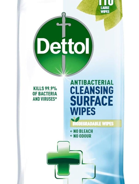 Dettol Anti-Bacterial Biodegradable Large Surface Wipes 110ea
