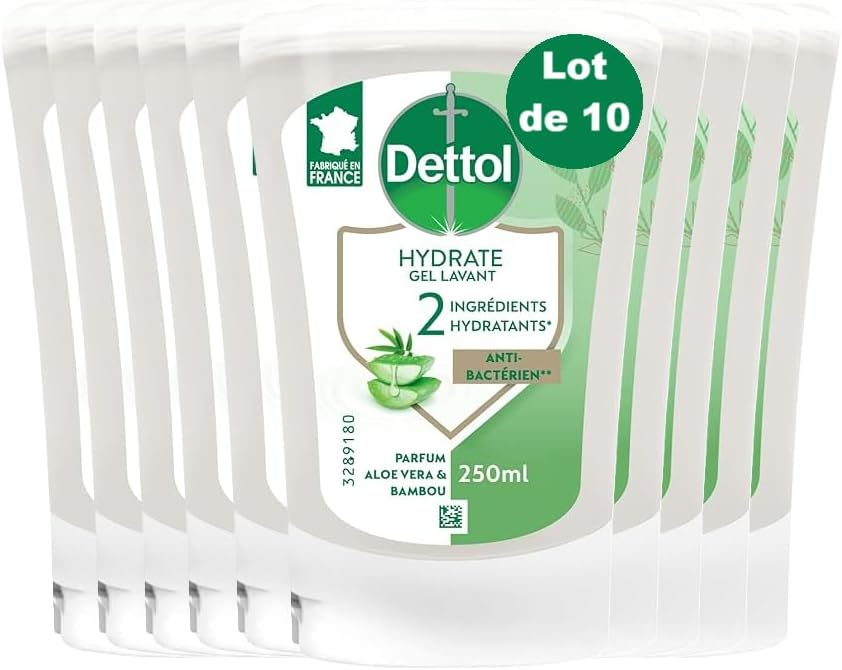 DETTOL 10 No-Touch Liquid Hand Soap Refills 250 ml – Cleansing Action – Aloe Vera