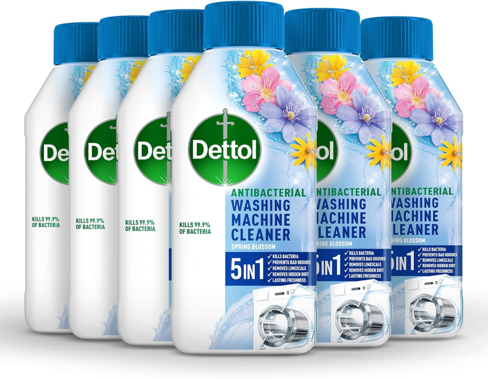 Dettol Washing Machine Cleaner, Blooming Beautiful, Multipack of 6 X 250ml, Total of 1.5L, Washing Machine Descaler, Drum Cleaner, Antibacterial Cleaner, Disinfectant, Laundry