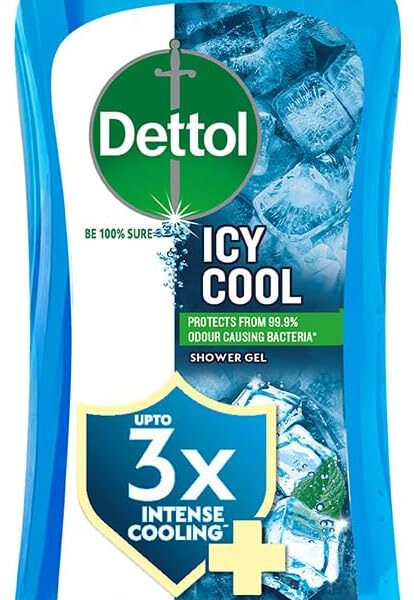 Dettol Icy Cool Body Wash, 250ml, Menthol and Eucalyptus Fragrance, 12h Odour Protection