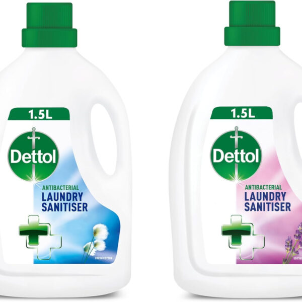 Dettol Antibacterial Laundry Cleanser, Sanitiser Additive, Fresh Cotton and Lavender Multipack, 2x 1.5 L, Pack of 2.