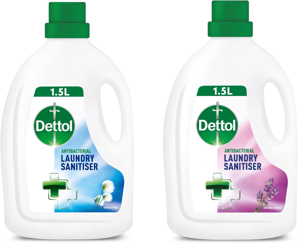 Dettol Antibacterial Laundry Cleanser, Sanitiser Additive, Fresh Cotton and Lavender Multipack, 2x 1.5 L, Pack of 2.