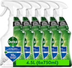 Dettol, Mould Remover, 4.5L (750ml x6) Bathroom Cleaner, Contains Bleach, Limescale Remover, Antibacterial Spray, Disinfectant, Combats Mildew, No Scrubbing needed