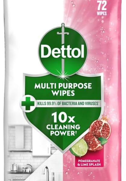 Dettol Antibacterial Multipurpose Disinfectant Wipes, Pomegranate Scent, 6 Pack of 70 (Total 420), Germ Protection, Surface Cleaner, Hygienic, Convenient, Fresh Fragrance