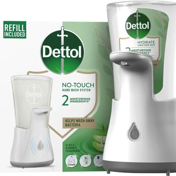 Dettol Hand Soap Automatic Soap Dispenser No Touch With Refill Moisturizing Aloe Vera