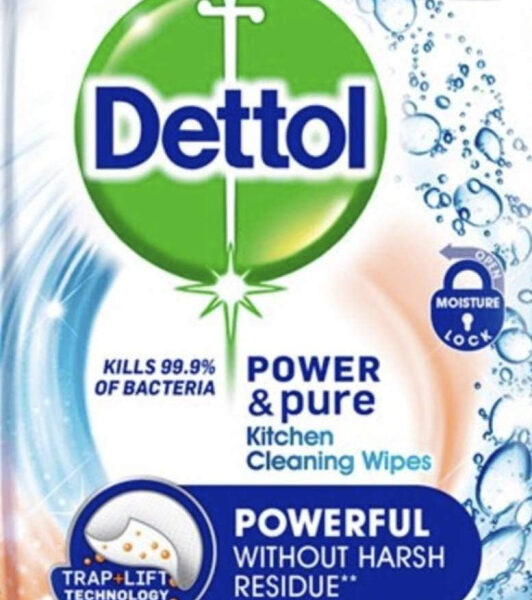 Dettol Power & Pure Multipurpose Kitchen Cleaning Wipes, Oxygen Splash - Pack of 30 Large Wipes