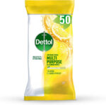 Dettol Biodegradable Antibacterial Multi-Purpose Cleaning Disinfectant Wipes, Citrus Zest Fragrance, 50 Wipes