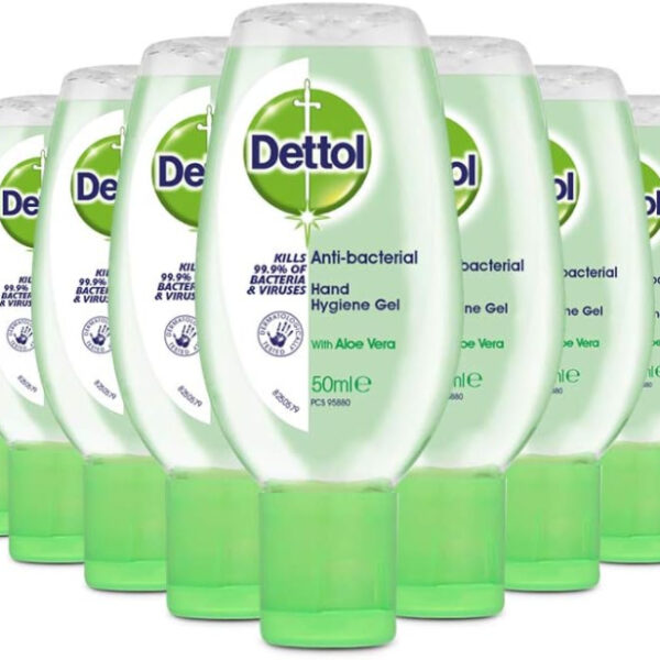 Dettol Antibacterial Hand Sanitiser, Aloe Vera (Pack of 12 x 50ml)