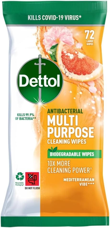 Dettol Anti - Bacterial Cleansing Surface Wipes Floral Large 72pk