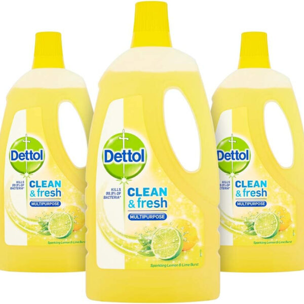 Dettol and Fresh Multi Purpose Cleaner Lemon and Lime - 1 Litre - Pack of 3