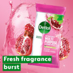 Dettol Antibacterial Multipurpose Cleaning Wipes, Pomegranate & Lime, 630 Wipes (105 x 6pck) Disinfectant, Biodegradable, 10X Cleaning power vs Water alone, Kills 99.9 Percent of Germs - Image 3