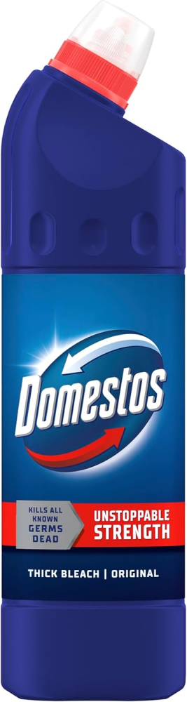 Domestos Original Thick Bleach disinfectant that eliminates 99.99% of bacteria and viruses* unstoppable strength 750 ml