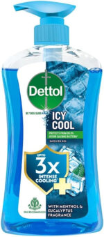 Dettol Icy Cool Body Wash, Shower Gel with Salicylic Acid, Menthol Fresh, 500ml Pump Dispenser